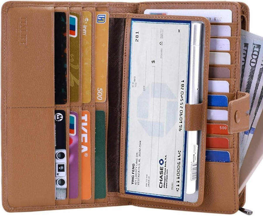 Itslife Wallets | Itslife Womens Wallet,Large Capacity Rfid Blocking Leather Wallets Credit Cards Organizer Ladies Wallet With Checkbook Holder