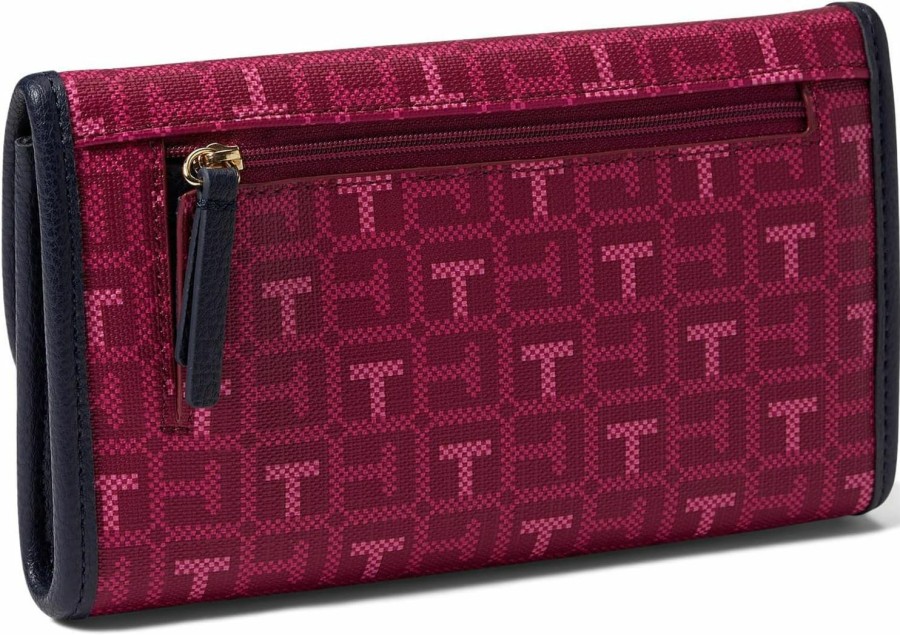 Tommy Hilfiger Wallets | Tommy Hilfiger Kennedy Ii Flap Continental Wallet-Coated Square Monogram Italian Wine/Eccentric Magenta One Size