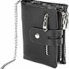 beallysy Wallets | Vintage Women'S Rfid Blocking Leather Wallet Small Chain (Black)