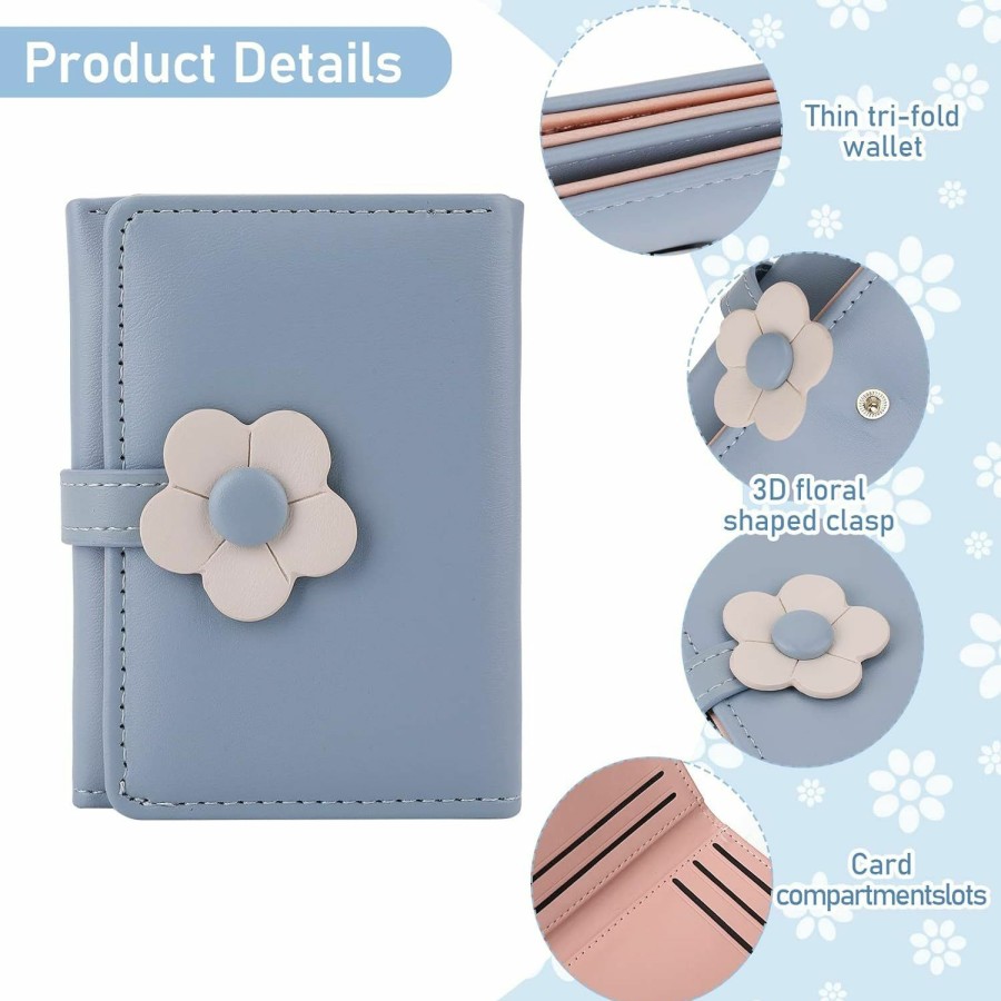 Lusofie Wallets | Lusofie Cute Wallet For Teen Girl Pu Leather Trifold Small Wallet Cash Pocket Flowers Print Card Holder Coin Purse With Id Window For Girls Women