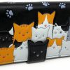 Shag Wear Wallets | Shag Wear Kitty Cat Crowd Chic Large Animal Wallet For Women And Teen Girls Vegan Faux Leather Black 7\"