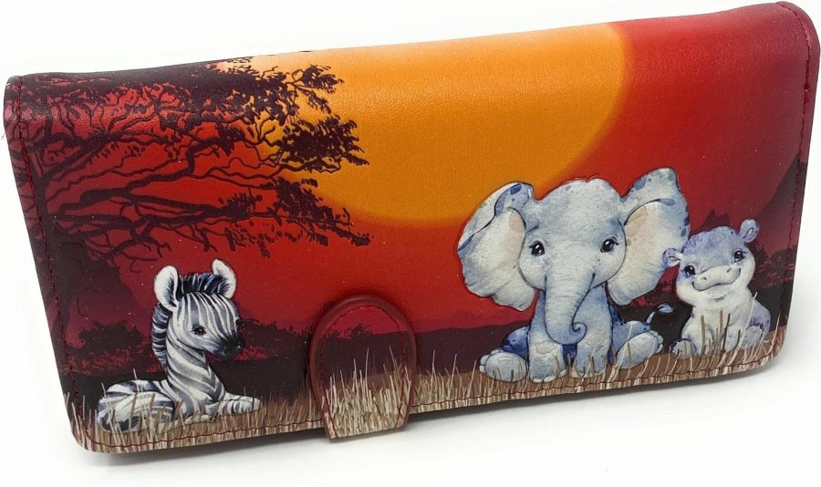 Shag Wear Wallets | Shag Wear Baby Animals Of Africa Large Wallet For Women And Teen Girls Vegan Faux Leather 7\" Red