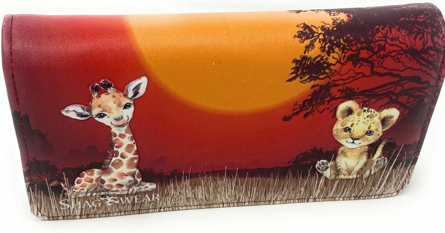 Shag Wear Wallets | Shag Wear Baby Animals Of Africa Large Wallet For Women And Teen Girls Vegan Faux Leather 7\" Red