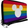 Buckle-Down Wallets | Buckle-Down Pu Zip Around Wallet Rectangle Mickey Mouse Pride Ears Icon Rainbow Stripe Multi Color