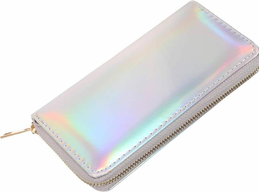 TENDYCOCO Wallets | Tendycoco Sparking Cell Pouch Wallet Clutch Carteras Pu Women Female Coin Leather Long Wallets Credit Rainbow Portfel Shining Silver Zipper Holographic Slim Bag Purses Iridescent Girls For