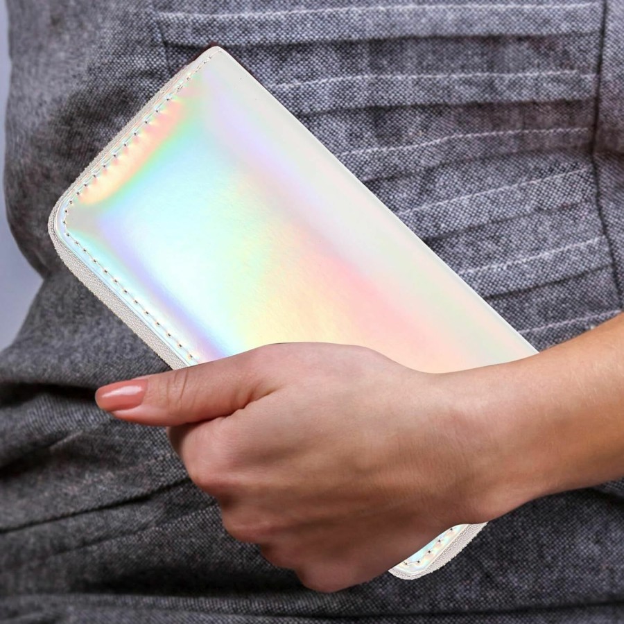 TENDYCOCO Wallets | Tendycoco Sparking Cell Pouch Wallet Clutch Carteras Pu Women Female Coin Leather Long Wallets Credit Rainbow Portfel Shining Silver Zipper Holographic Slim Bag Purses Iridescent Girls For