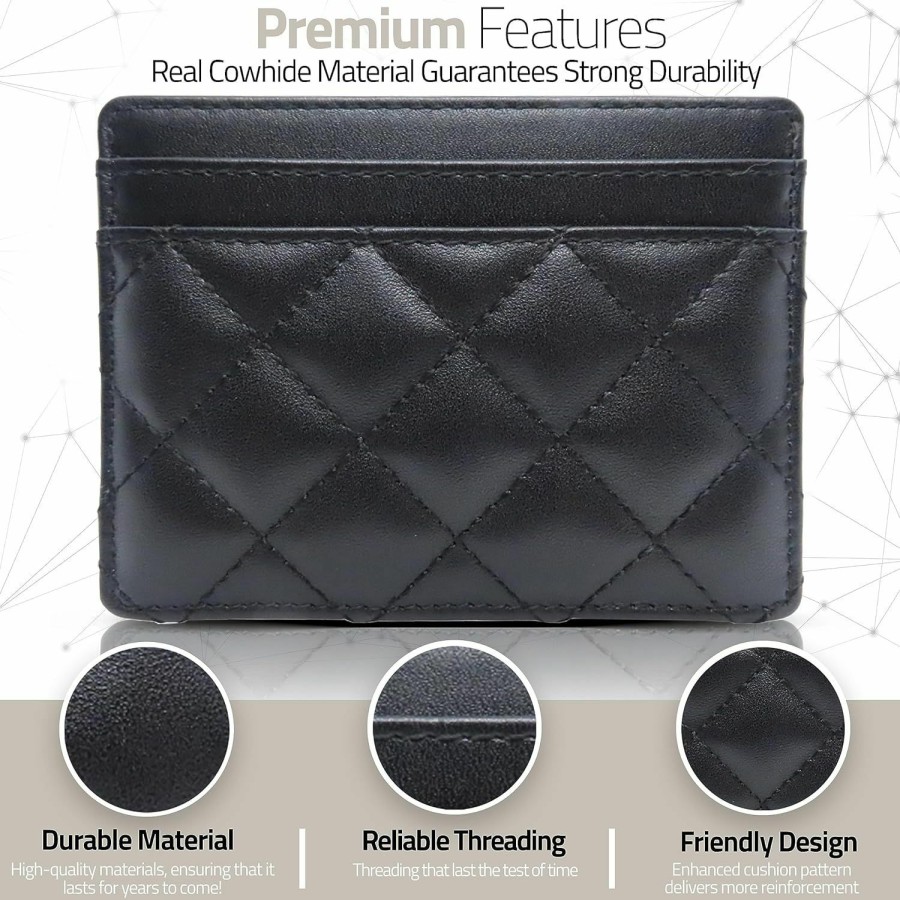 Generic Wallets | Quilted Leather Card Holder For Women & Men | Elegant & Secure Minimalist Design For Effortless Daily Carry | Card Wallets For Women Slim & Minimalist With Rfid Blocking