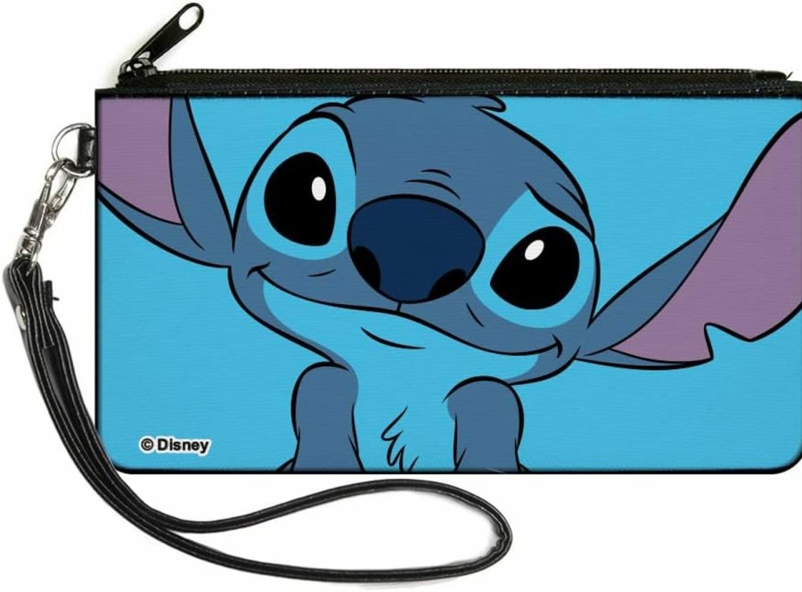 Buckle-Down Wallets | Disney Wallet, Zip Pouch, Lilo And Stitch Stitch Sweet Smiling Pose Close Up Blues, Canvas