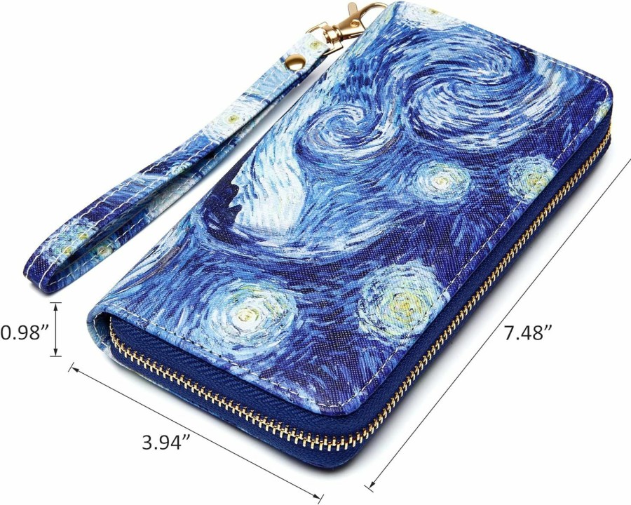 KUKOO Wallets | Kukoo Women'S Printed Zip Around Wallet Phone Clutch Purse Card Holder Organizer