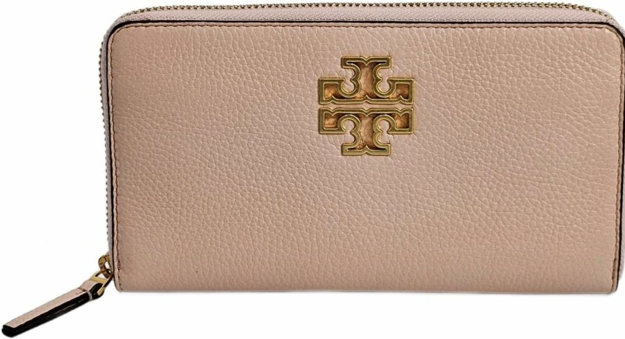 Tory Burch Wallets | Tory Burch 141004 Britten Shell Pink With Gold Hardware Leather Women'S Zip Continental Wallet