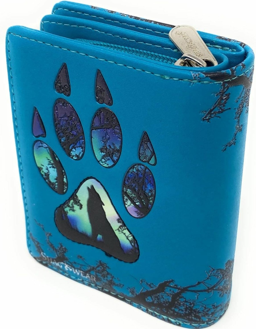 Shag Wear Wallets | Shag Wear Wolf Paw Small Wallet For Women 4.5\" Light Blue