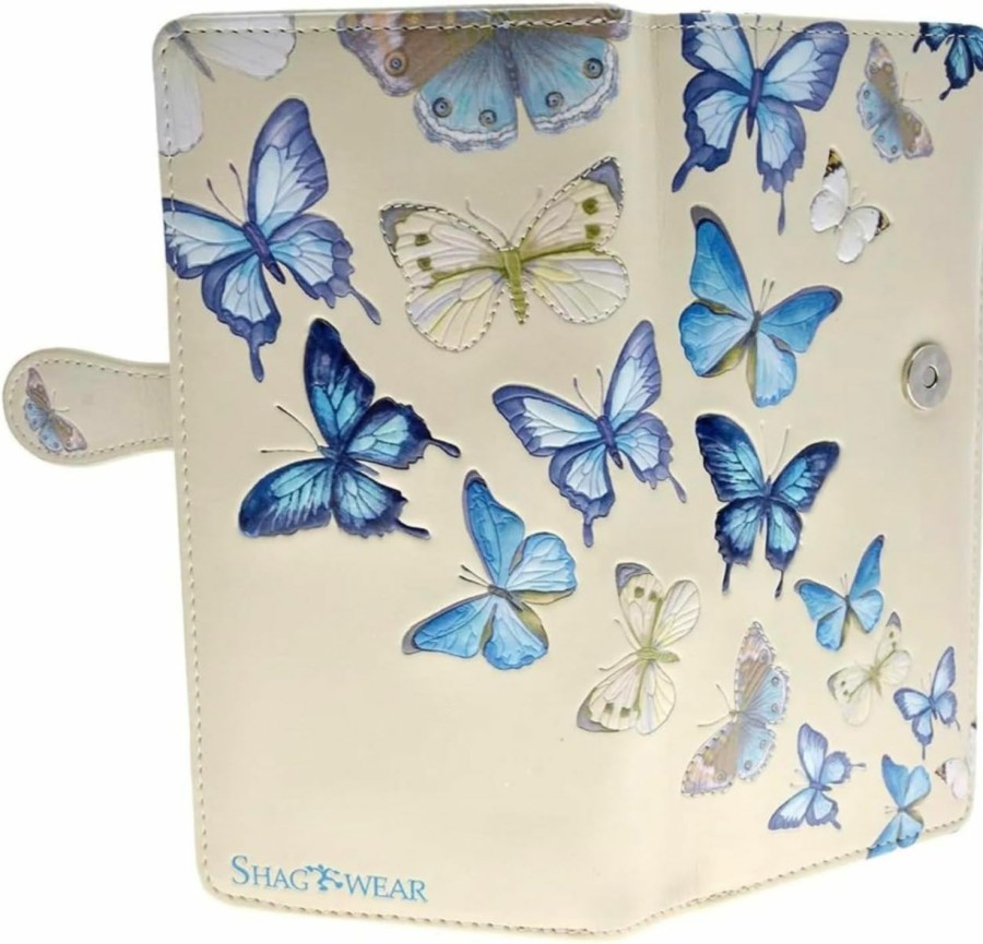 Shag Wear Wallets | Shag Wear Butterflies Large Butterfly Wallet For Women Vegan Faux Leather 7\" Beige