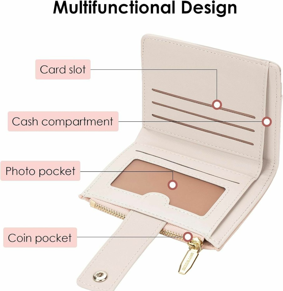 Adorila Wallets | Adorila Small Wallet For Women, Leather Rfid Blocking Credit Card Holder Wallet, Zipper Pocket Wallet Coin Purse (Off White)
