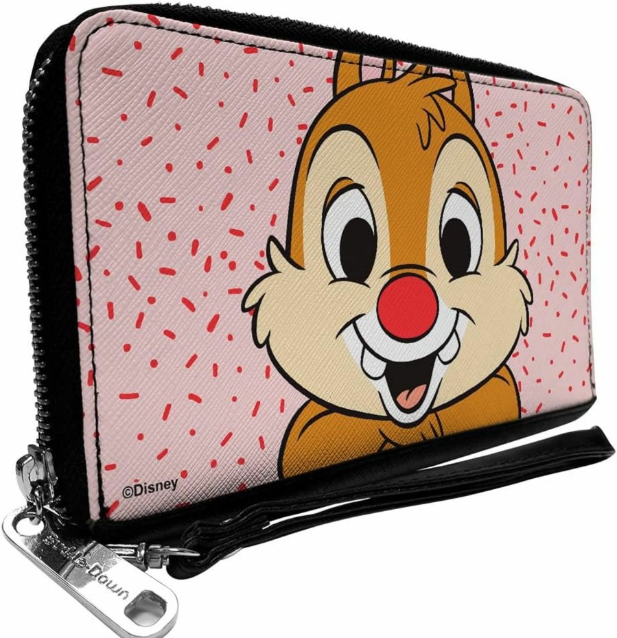 Buckle-Down Wallets | Buckle-Down Pu Zip Around Wallet Rectangle Chip N Dale Dale Smiling Pose Sprinkle Pink Red