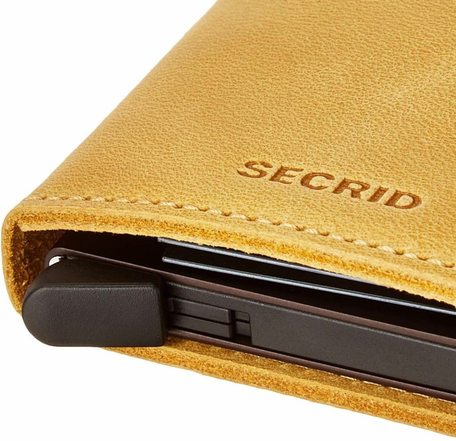 SECRID Wallets | Secrid - Slim Wallet Genuine Vintage Leather Rfid Safe Card Case For Max 12 Cards (Ochre)