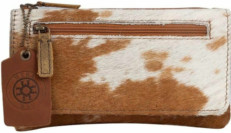 Myra Bag Wallets | Myra Bag Wildfire Leather And Cowhide Wallet Upcycled Cowhide & Leather S-2714,Lightweight