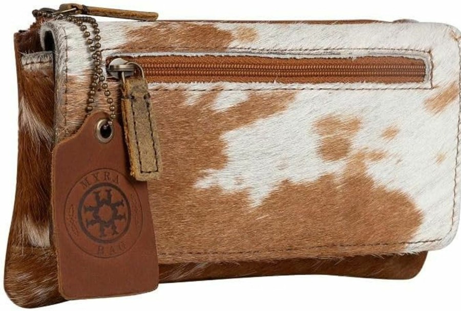 Myra Bag Wallets | Myra Bag Wildfire Leather And Cowhide Wallet Upcycled Cowhide & Leather S-2714,Lightweight