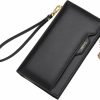 Cnoles Wallets | Cnoles Genuine Leather Large Capacity Wallet For Women Wristlet Bifold Ladies Purse Multi Card Organizer Black