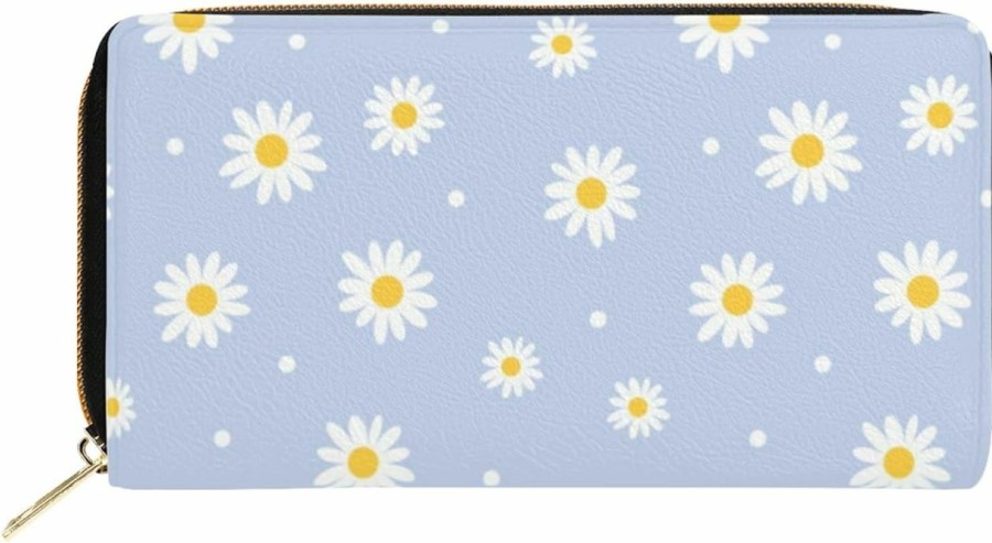 Dylaca Wallets | Dylaca Daisy Floral Wallet For Women Men, Mens Womens Leather Wallet Purse For Phone Money Credit Card Keys Change