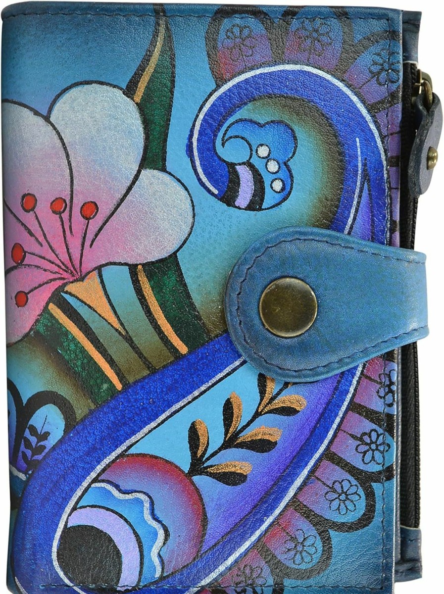 Anuschka Wallets | Anna By Anuschka Women'S Hand Painted Genuine Leather Ladies Wallet - Denim Paisley Floral