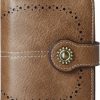 TFKGS Wallets | Tfkgs Small Womens Wallet Leather Rfid Blocking Bifold Compact Card Holder Ladies Zipper Accordion Pocket With Id Window Beige Brown