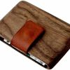 IPPINKA Wallets | Ippinka Minimalist Wallet For Men Or Women - Wood Wallet - Walnut Wood With Leather Pull-Out Strap - Slim Card And Money Bill Holder