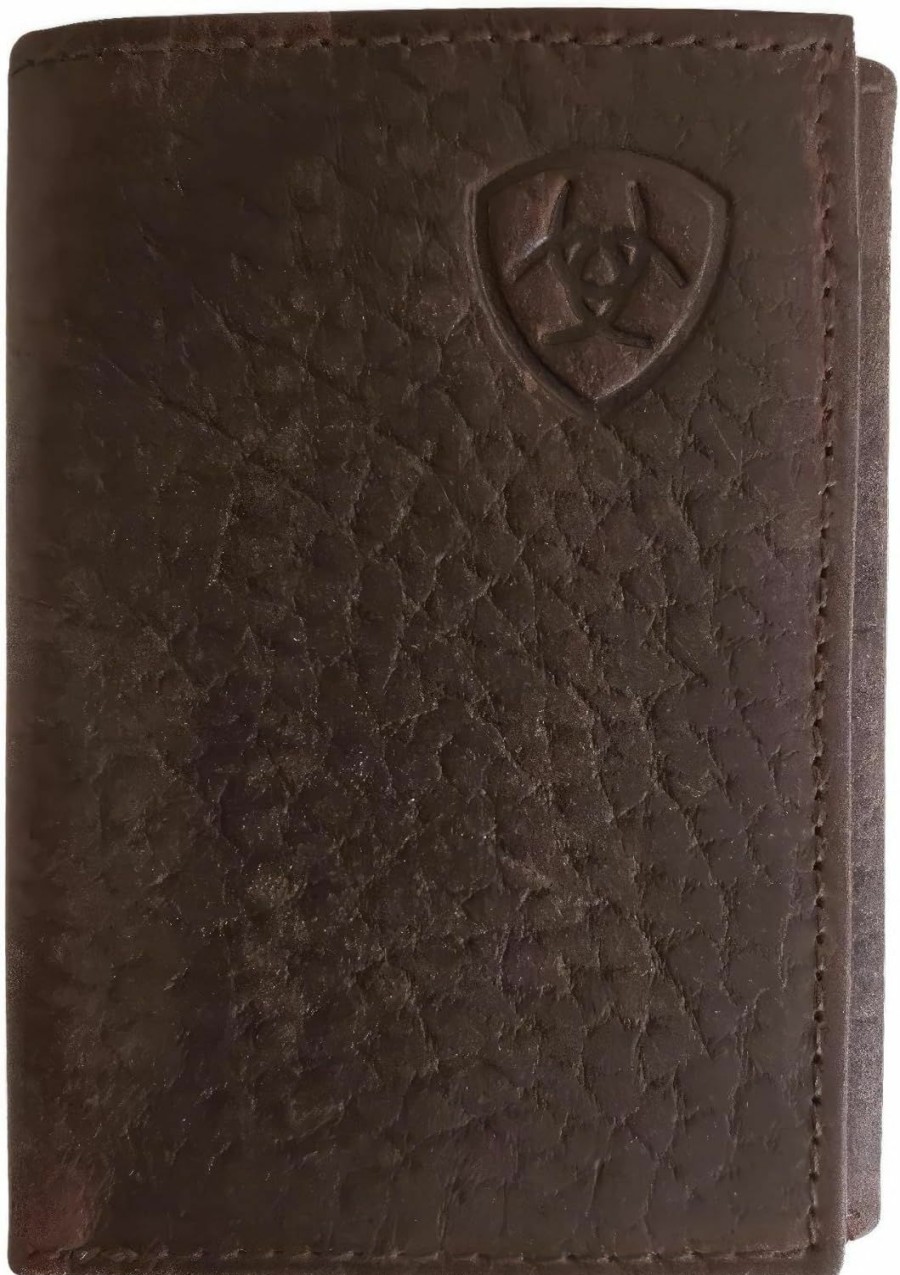 ARIAT Wallets | Ariat Trifold Wallet Emboss Corner Logo Brown One Size