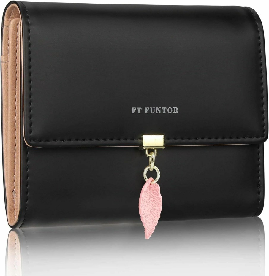 FT FUNTOR Wallets | Ft Funtor Rfid Wallets For Women, Leaf Card Holder Trifold Ladies Wallets Coins Zipper Pocket With Id Window Green