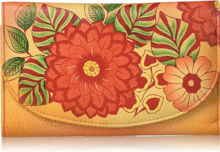 Anna by Anuschka Wallets | Anna By Anuschka Women'S Geniune Leather Hand Painted Large Three Fold Checkbook Clutch Wallet