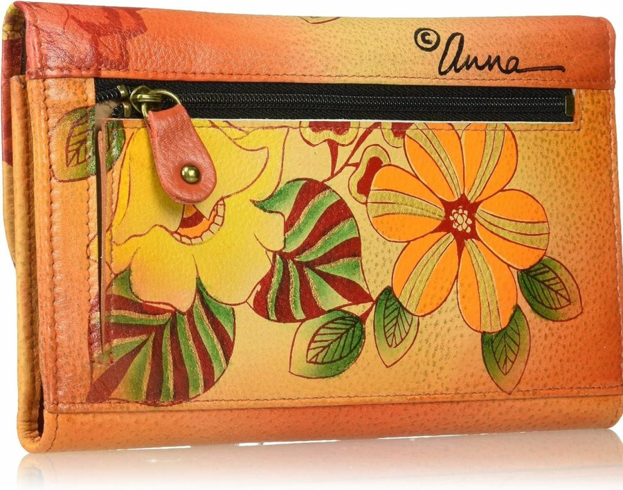 Anna by Anuschka Wallets | Anna By Anuschka Women'S Geniune Leather Hand Painted Large Three Fold Checkbook Clutch Wallet