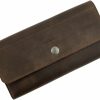 Heather's Wallets | Heather'S, Minimalist Tri Fold Folio Wallet For Women - Card Saver, Stylish Organizer With Button Closure And Zipper Coin Pocket - Bourbon Brown