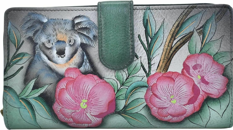 Anna by Anuschka Wallets | Anna By Anuschka Women'S Hand Painted Leather Two Fold Wallet-Cuddly Koala