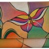 Anuschka Wallets | Anna By Anuschka Women'S Hand Painted Genuine Leather Multi Pocket Wallet - Butterfly Glass Painting