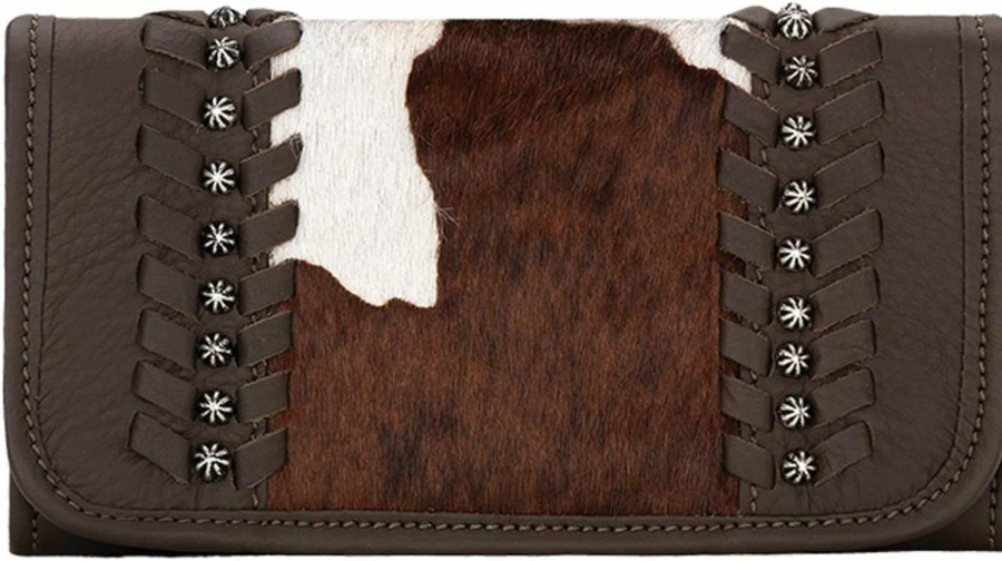 American West Wallets | American West Women'S Cow Town Pony Hair Tri-Fold Leatherwallet