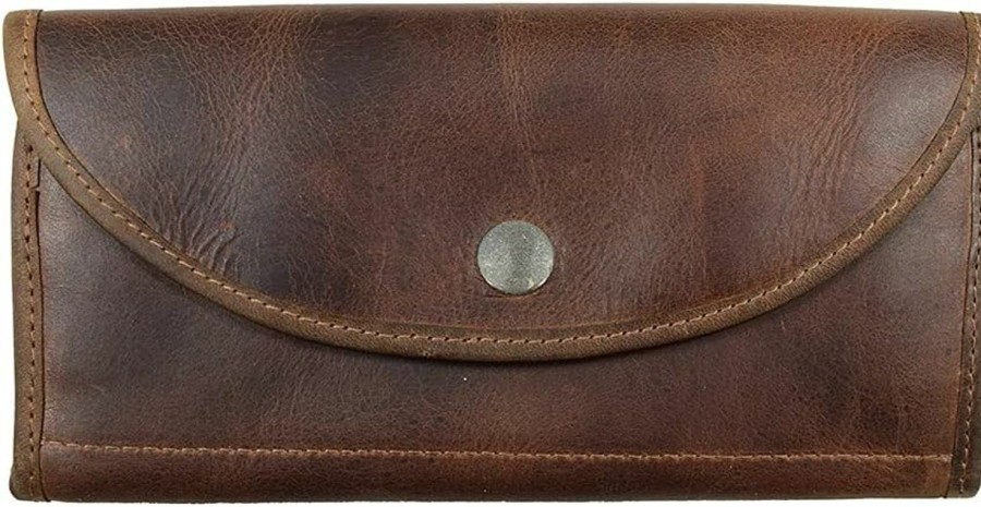 Hide & Drink Wallets | Hide & Drink, Snap Clutch Wallet For Women, Money Holder And Card Organizer With Zippered Pouch, Full Grain Leather, Handmade, Bourbon Brown