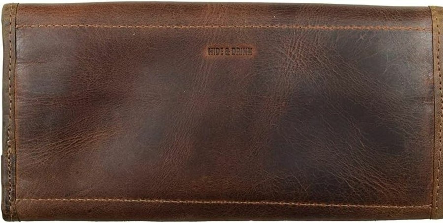 Hide & Drink Wallets | Hide & Drink, Snap Clutch Wallet For Women, Money Holder And Card Organizer With Zippered Pouch, Full Grain Leather, Handmade, Bourbon Brown