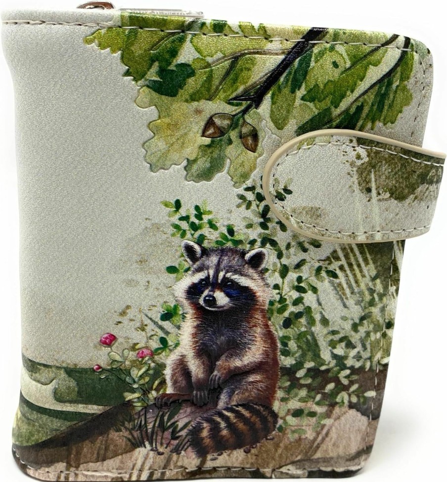 Shag Wear Wallets | Shag Wear Raccoon Family Small Animal Wallet For Women And Teen Girls Vegan Faux Leather Beige 4.5\"