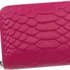 ZHSH Wallets | Small Rfid Blocking Full-Grain Leather Wallet, Zipper Credit Card Holders, Id Case Organizer Purse (Pink/Embossed Crocodile)