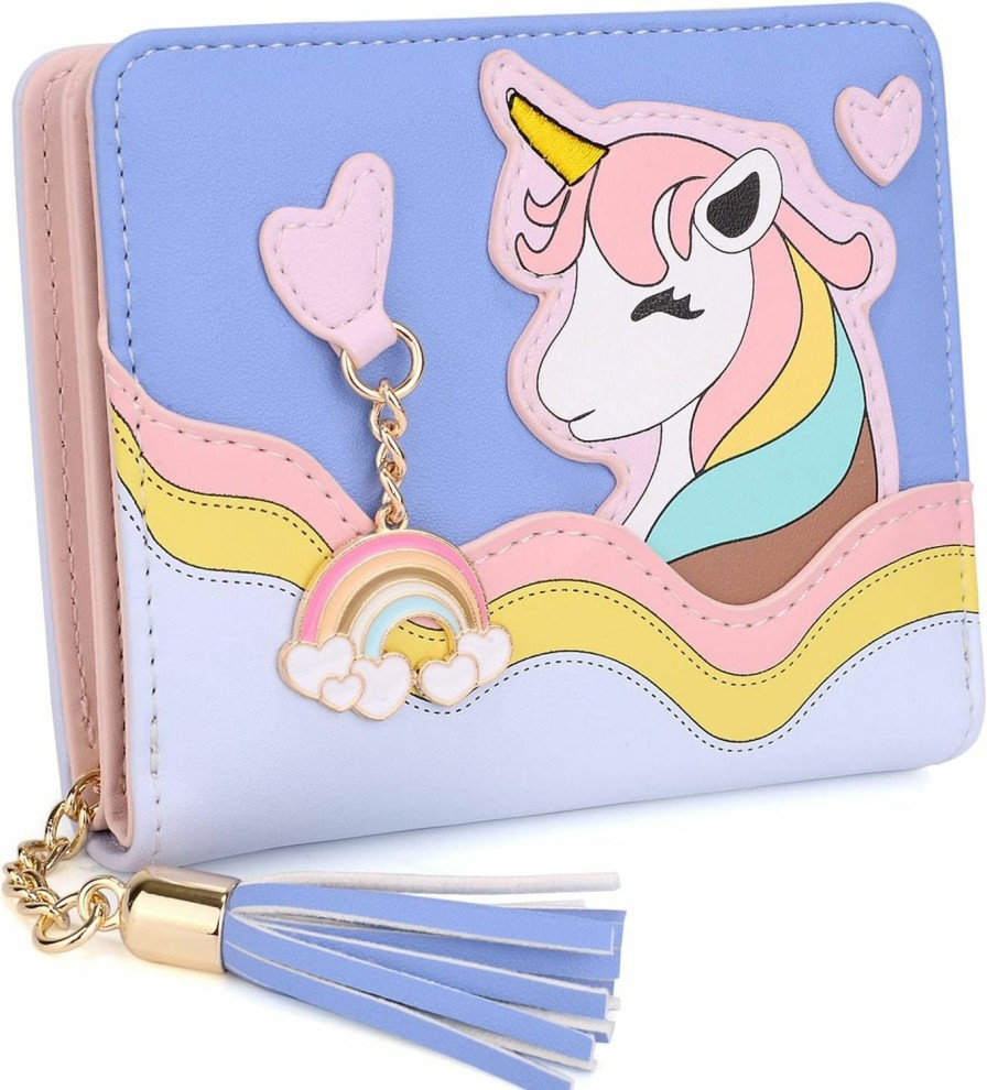 UTO Wallets | Uto Wallet For Girls Cute Unicorn Leather Vegan Small Women Tassel Rainbow Pendant Card Holder Kawaii Coin Purse