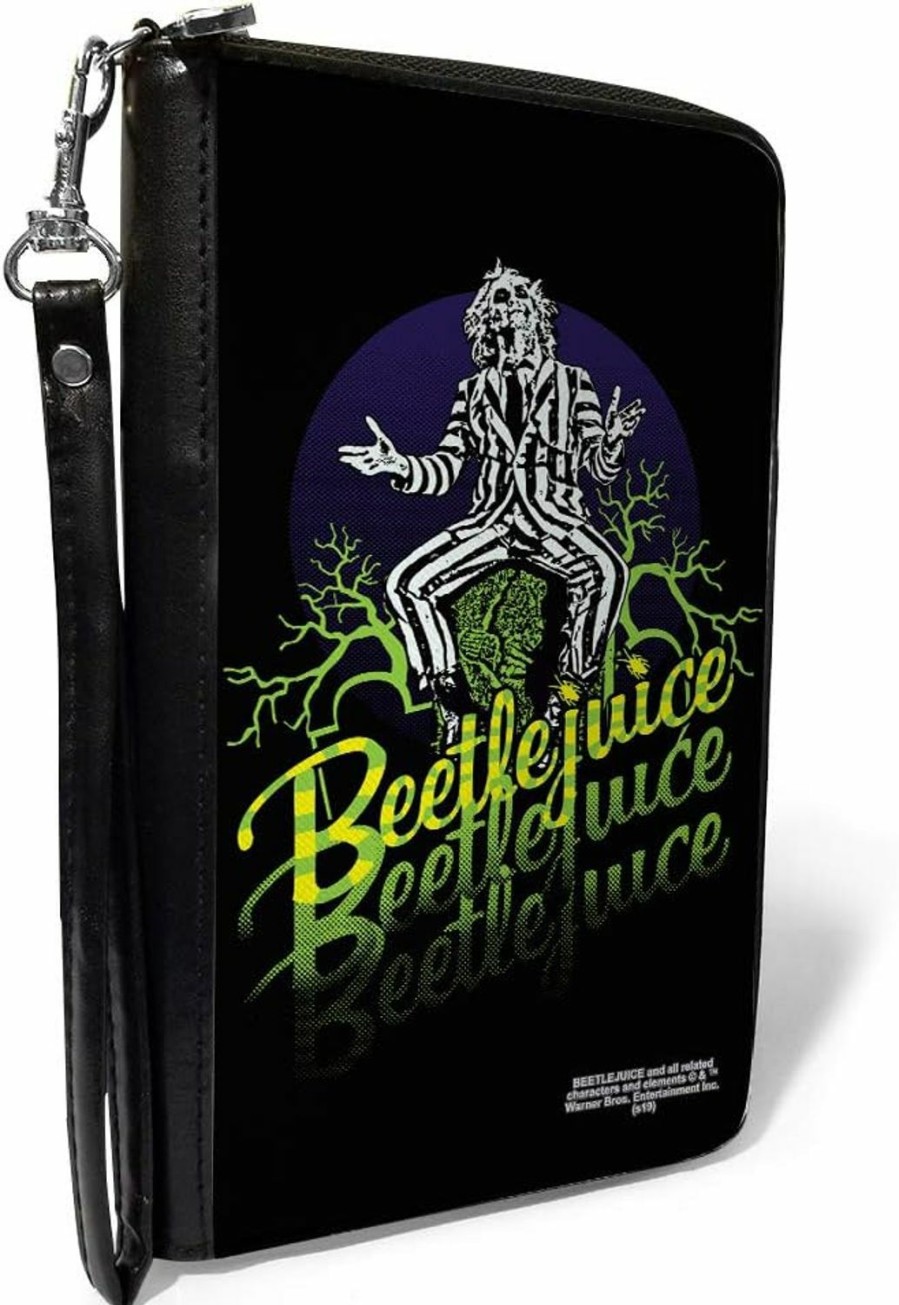 Buckle-Down Wallets | Buckle-Down Women'S Pu Zip Around Wallet Rectangle-Beetlejuice, 7.5\"X4.5\"