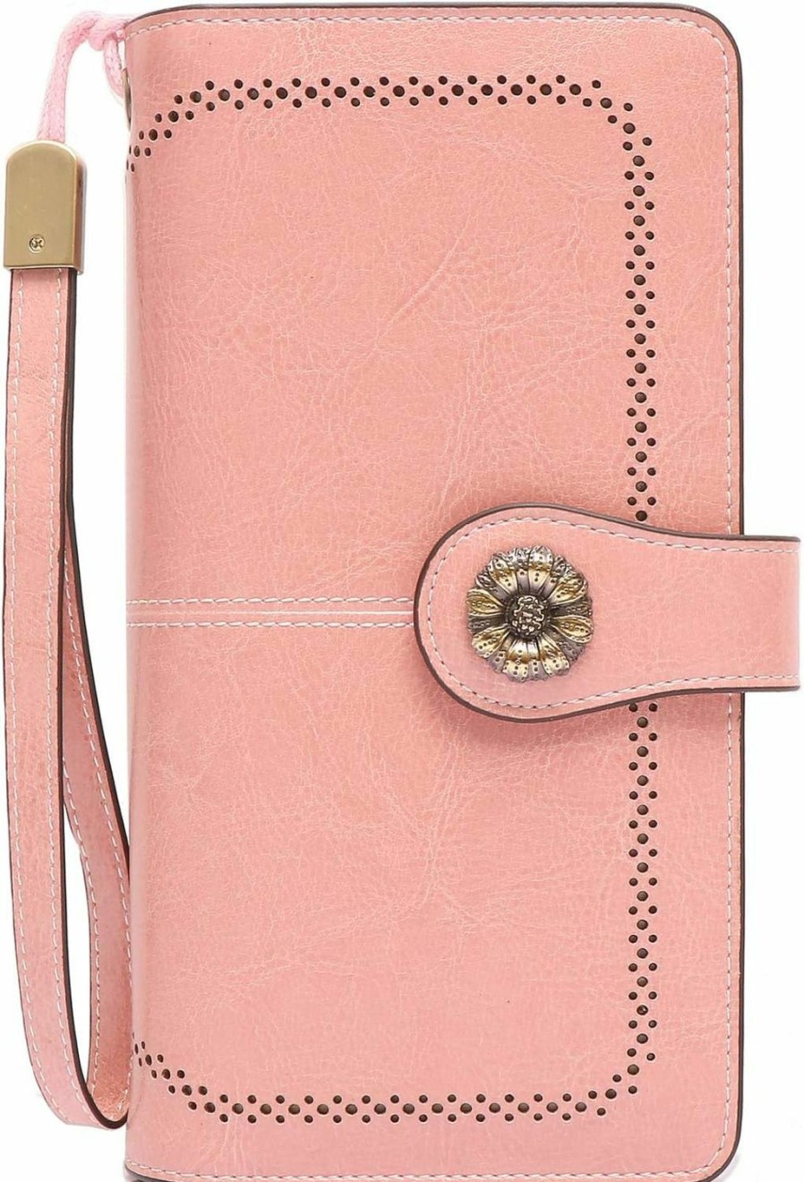 Pearl Angeli Wallets | Pearl Angeli Wristlet Wallets For Women Waxy Leather Credit Card Wallet With Rfid Blocking