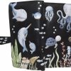 Shag Wear Wallets | Shag Wear Under The Sea Life Octopus Narwhal Jellyfish Sea Horse Large Wallet For Women Vegan Faux Leather Black 7\"