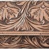 Merbaa Wallets | Merbaa Hantooled Leather Wallet Rfid Blocking, Trifold Ladies Purse, Flower Handtooled And Carved Long Clutch, 1 Back Zip Pocket, Wallet For Women(Orange)