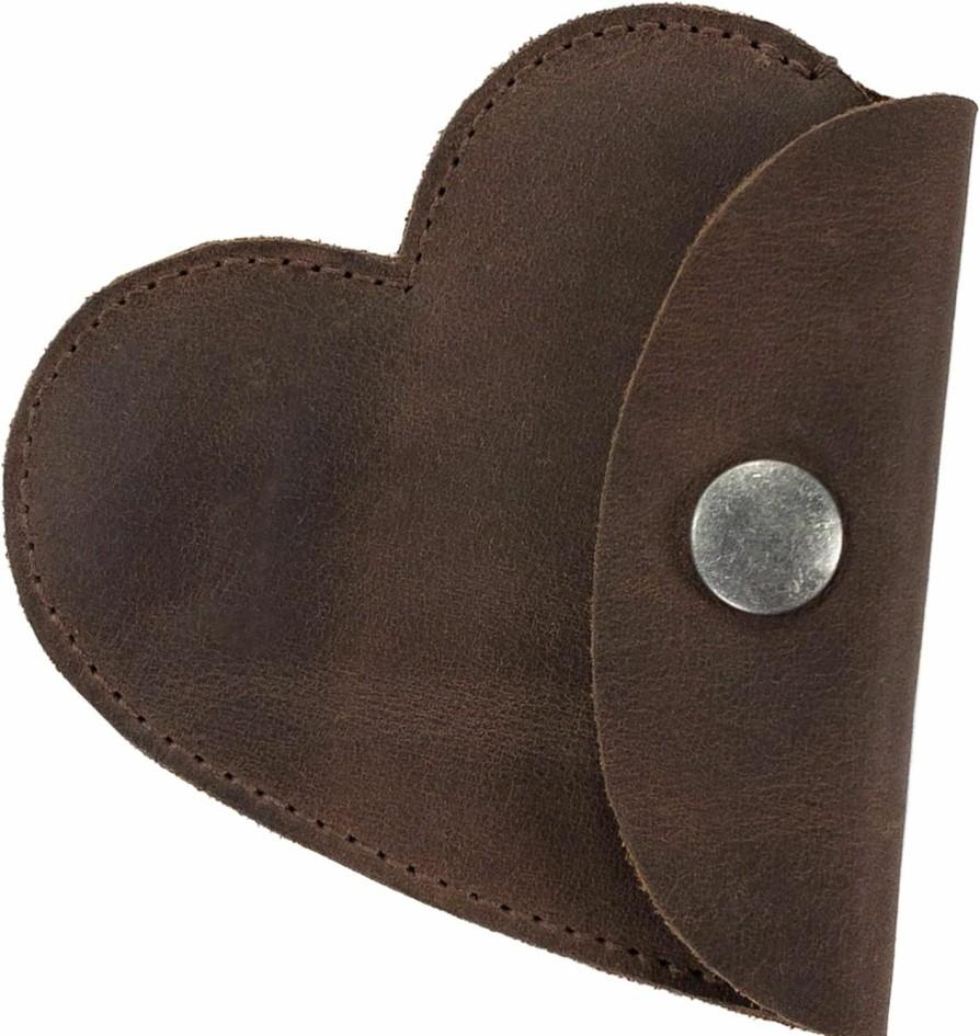 Heather's Wallets | Heather'S, Heart Shape Coin Purse Handmade From Full Grain Leather (Bourbon Brown)