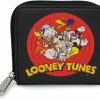 Buckle-Down Wallets | Buckle Down Looney Tunes Wallet, Square Zip Around, 10 Character Bullseye Logo, Black, Vegan Leather