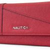 Nautica Wallets | Nautica Money Manager Rfid Women'S Wallet Clutch Organizer (Fuego Red (Buff))