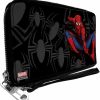 Buckle-Down Wallets | Marvel Comics Wallet, Zip Around, Spider Man Jumping Pose Sketch Scattered Spiders Black, Vegan Leather