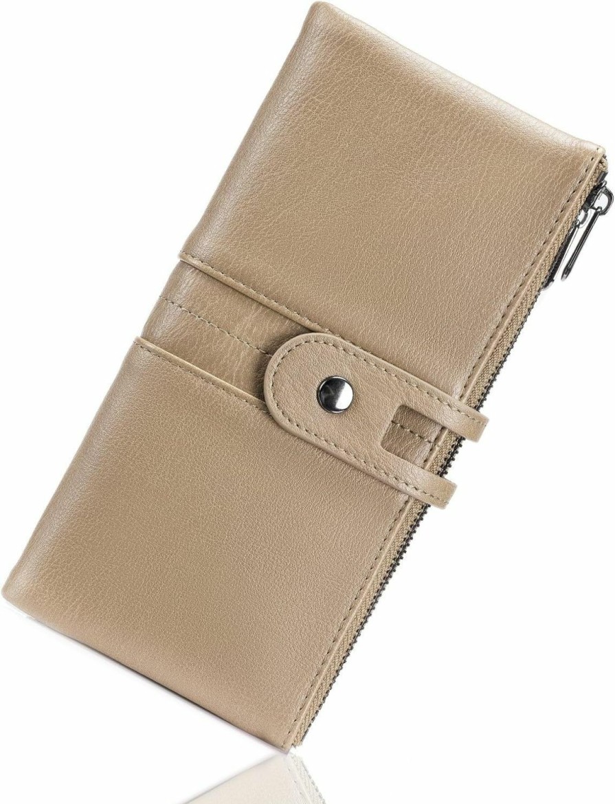 Roulens Wallets | Roulens Wallet For Women Large Capacity Genuine Leather Bifold Rfid Blocking Card Holder Clutch Wallet With Zipper Pocket