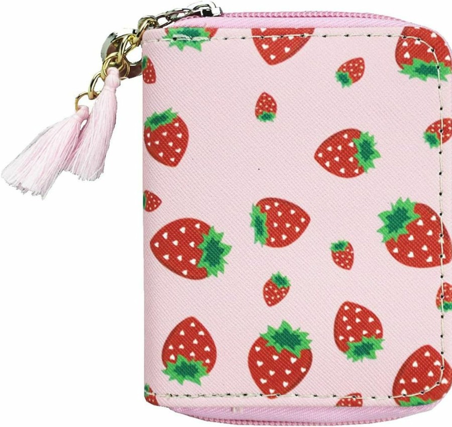 MayeBridge Wallets | Mayebridge Women Zipper Wallets Cute Strawberry Wallet Purse Zipper Around Wallet Pu Leather Purse For Girls Women (Strawberry)