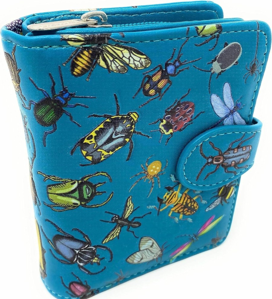 Shag Wear Wallets | Shag Wear Insect Mania Small Wallet For Women Vegan Faux Leather 4.5\" Teal